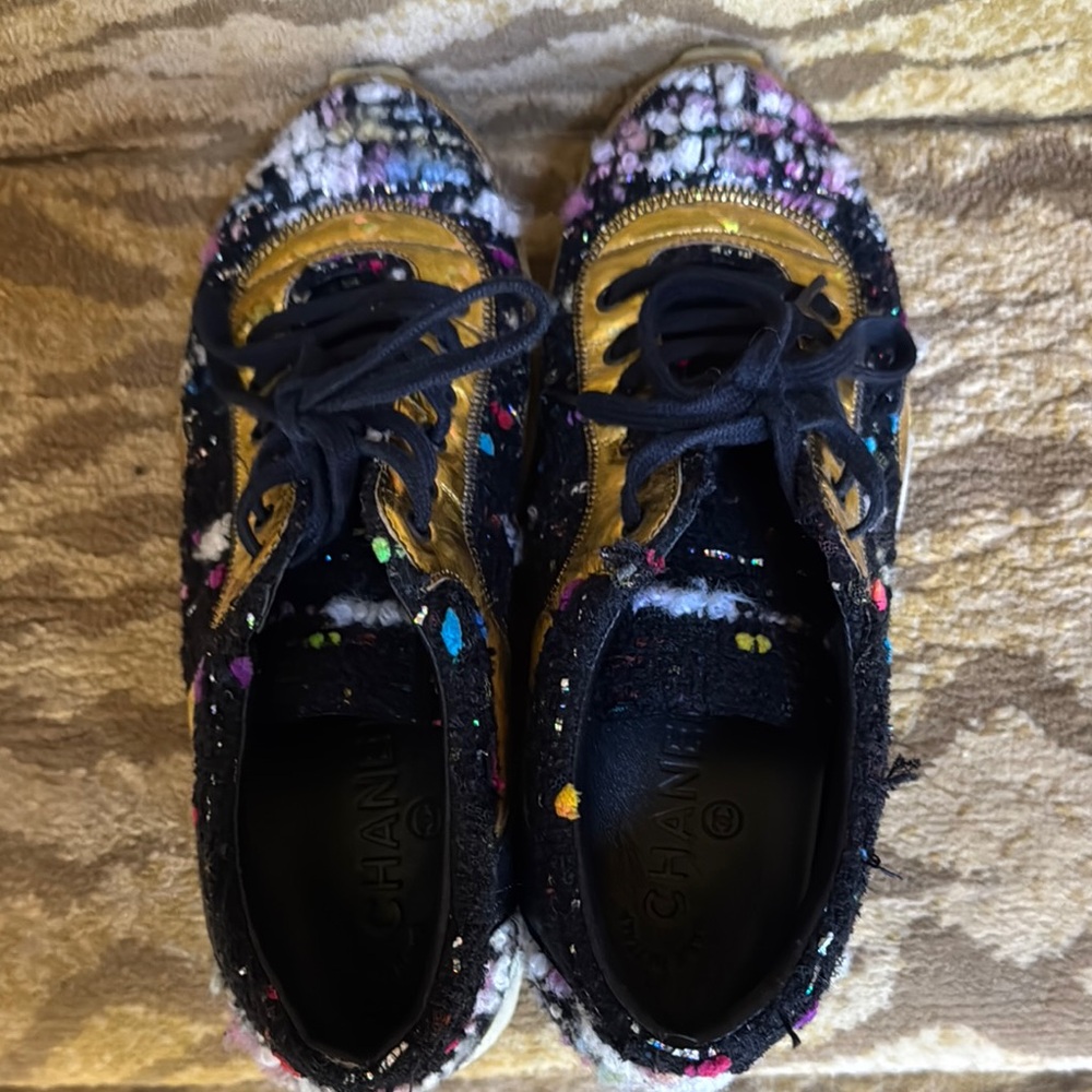CHANEL Multicolor Sneakers with Gold and Black Accents - Picture 2 of 2
